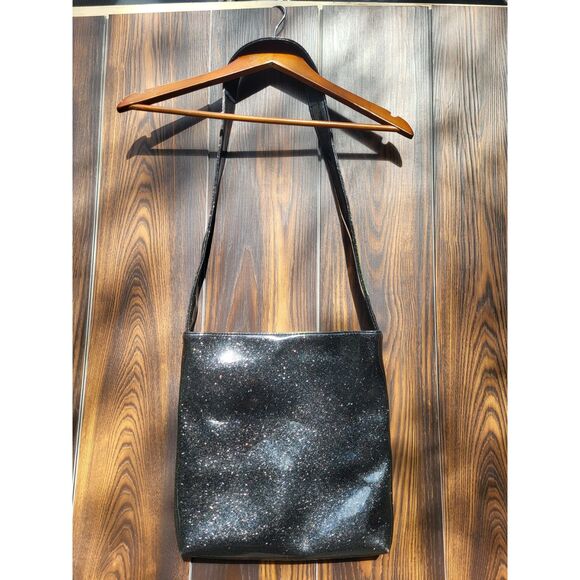 Black and Lime Green Fiddlehead Fern Metallic Glitter Shoulder Bag Glittersweet - Picture 2 of 5